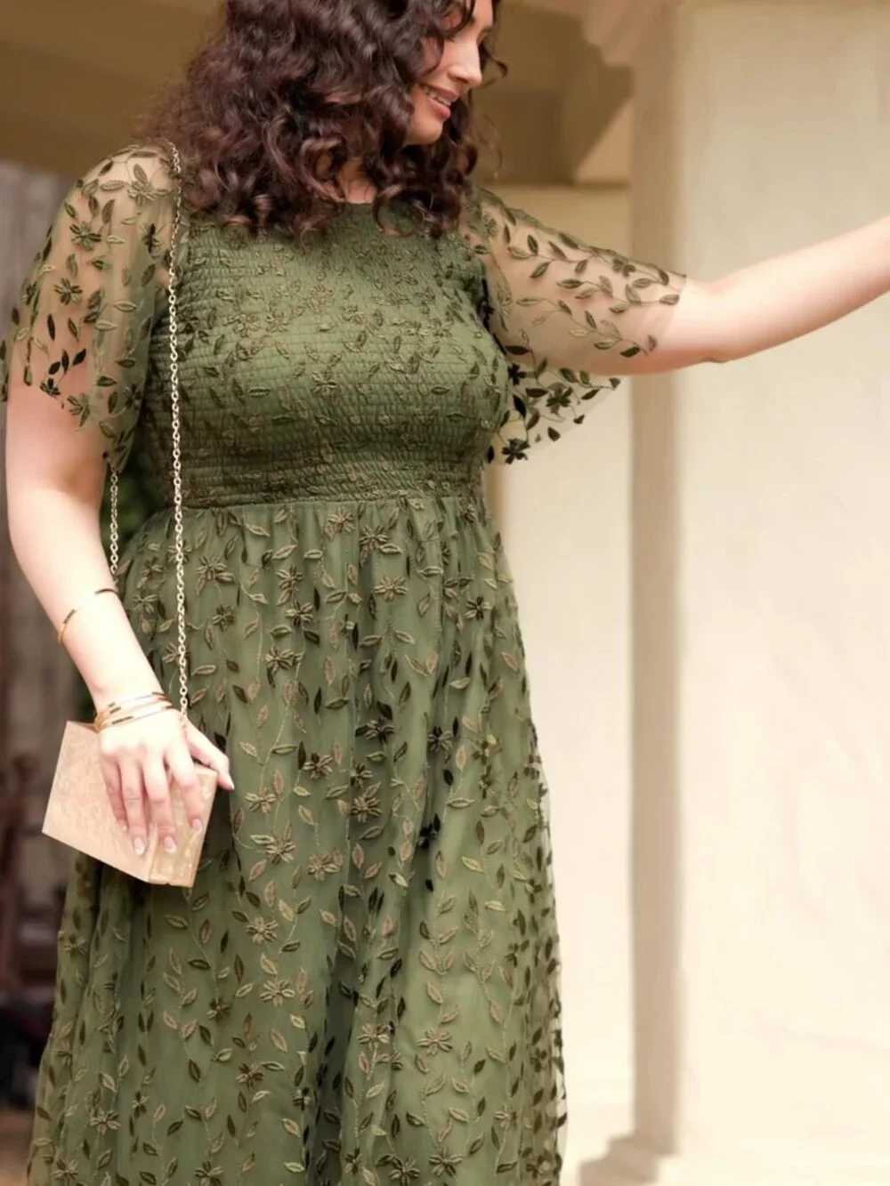 NWT! Baltic Born Kendra Embroidered Dress | Olive Size M - Picture 2 of 5